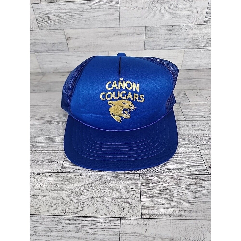 Vintage 80s Canon Cougar Snapback Hat High School Cap YR Headwear